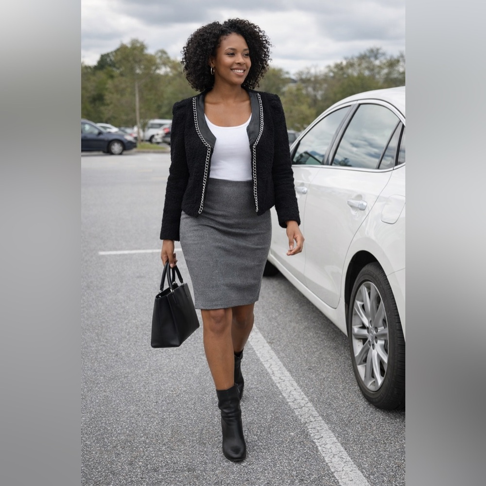 Sean Enjoy Chic Black Blazer with Chain Detail